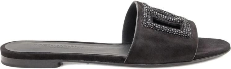 Dolce & Gabbana Suede Slippers met Kristallen