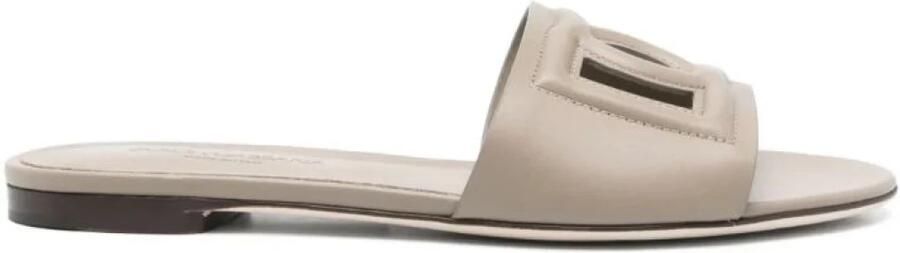 Dolce & Gabbana Taupe Grijs Platte Sandalen Gray Dames