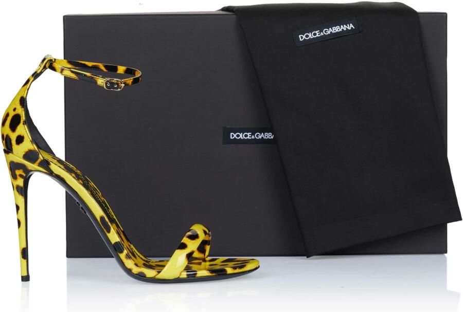 Dolce & Gabbana Luipaardprint Leren Sandalen met Bandjes Yellow Dames