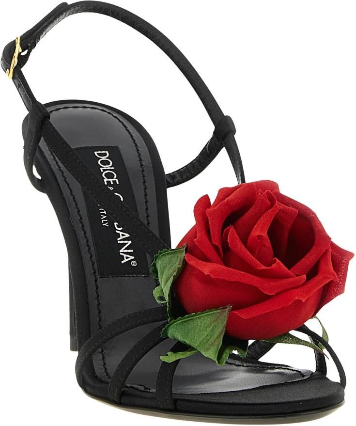 Dolce & Gabbana Satijnen Sandaal Met Bloem - Foto 3