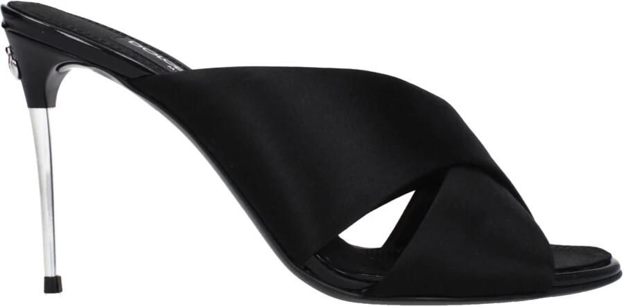 Dolce & Gabbana Zwarte Satijnen Sandalen Elegant Ontwerp Black Dames