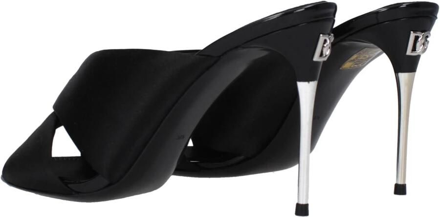 Dolce & Gabbana Zwarte Satijnen Sandalen Elegant Ontwerp Black Dames