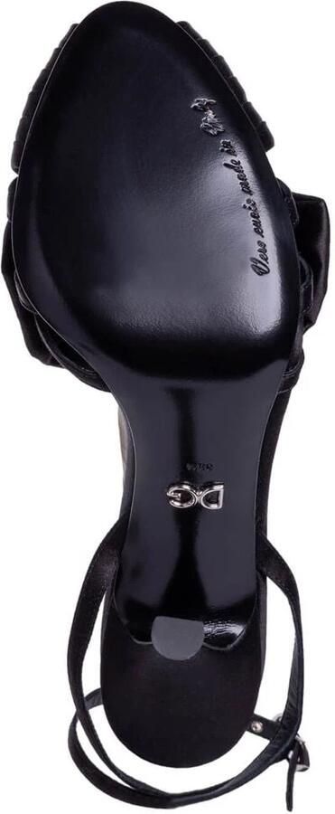 Dolce & Gabbana Zwarte Geitenleren Damessandaal met Juweelversiering