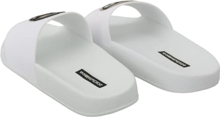 Dolce & Gabbana White Leather #dgfamily Slides Shoes Sandals White Dames - Foto 3