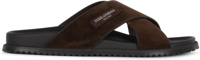 Dolce & Gabbana Suède Slippers met Logopatch