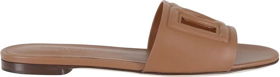 Dolce & Gabbana Calfskin slides with DG Millennials logo Bruin Dames