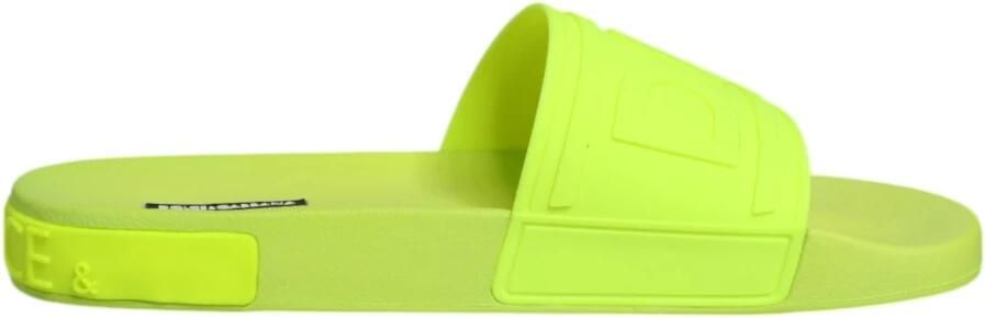 Dolce & Gabbana Neon Groene Rubberen Slides Sandalen