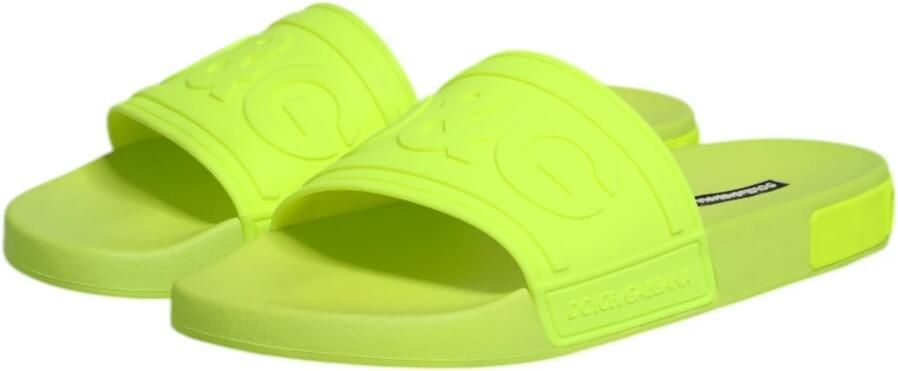 Dolce & Gabbana Neon Groene Rubberen Slides Sandalen - Foto 2