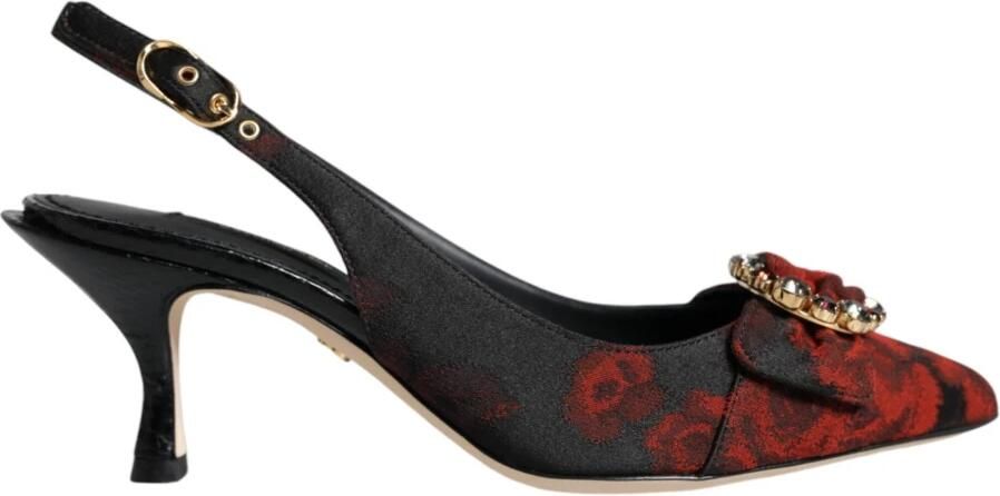 Dolce & Gabbana Bloe Slingback Pumps Zwart Kristal Hak