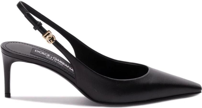 Dolce&Gabbana Hoge hakken Black Leather Slingbacks in zwart