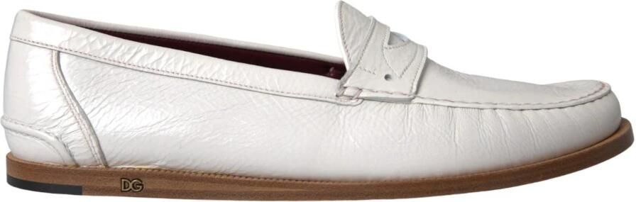 Dolce & Gabbana Witte Leren Instaploafers Schoenen