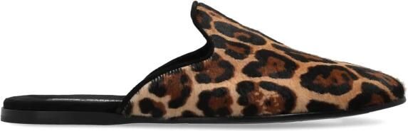 Dolce & Gabbana Slippers met luipaardprint en col