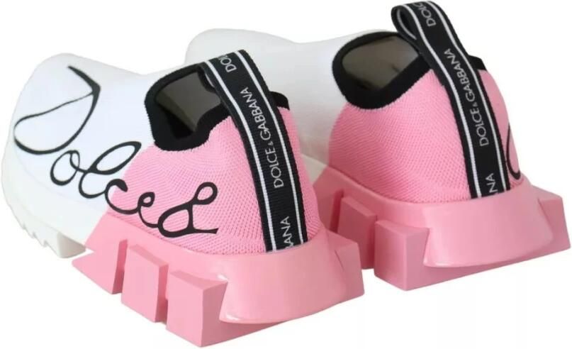 Dolce & Gabbana Pink White Logo Sorrento Sneakers Multicolor Dames - Foto 3