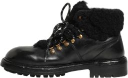 Dolce & Gabbana Stijlvolle Kalfsleer Wol Laarzen Rubber Zool Black Heren