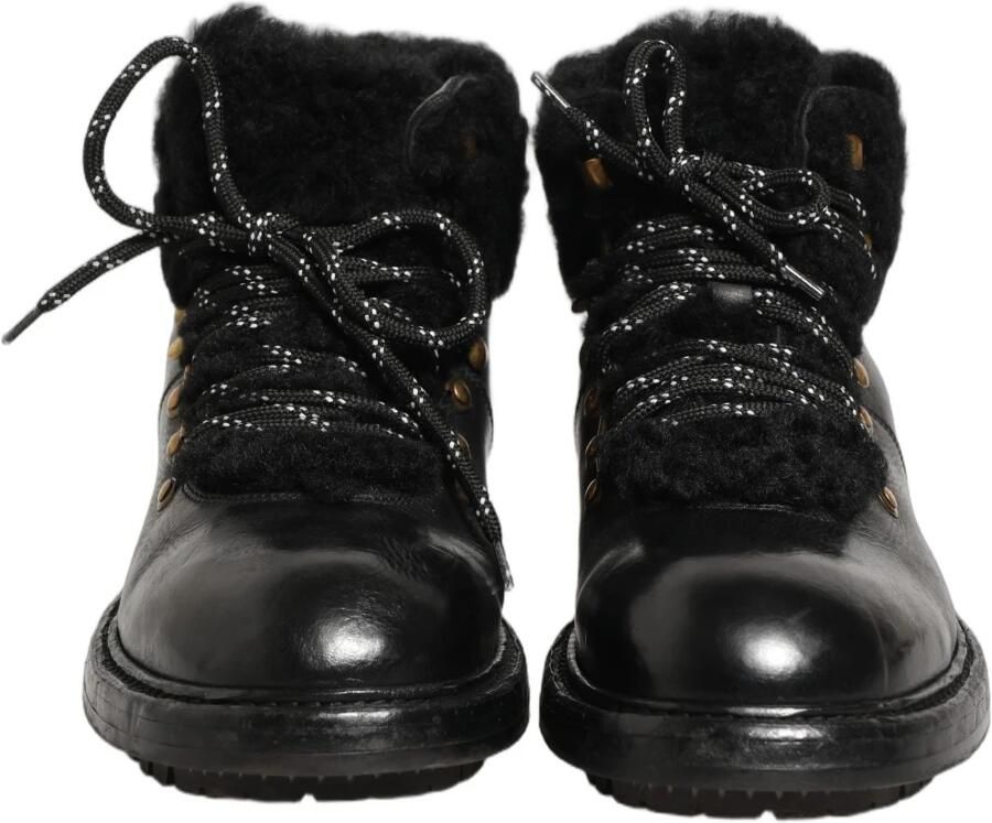 Dolce & Gabbana Stijlvolle Kalfsleer Wol Laarzen Rubber Zool Black Heren - Foto 2