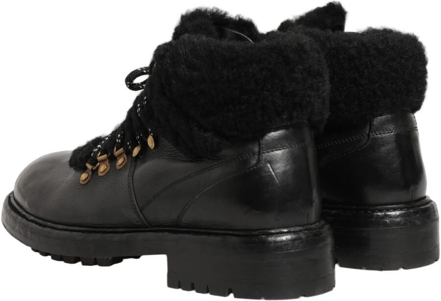 Dolce & Gabbana Stijlvolle Kalfsleer Wol Laarzen Rubber Zool Black Heren - Foto 4
