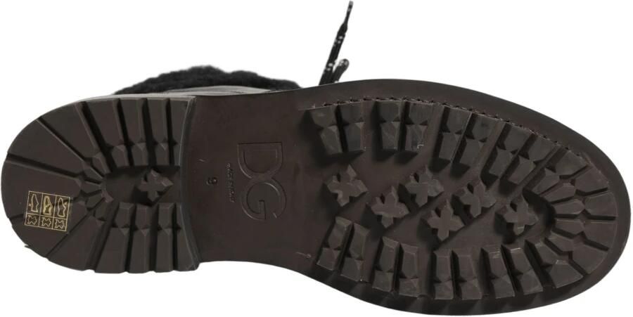 Dolce & Gabbana Stijlvolle Kalfsleer Wol Laarzen Rubber Zool Black Heren - Foto 7