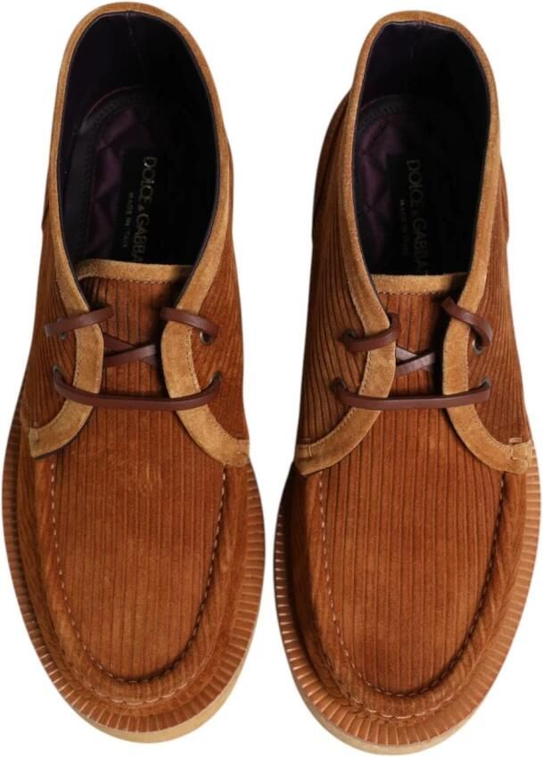 Dolce & Gabbana Stijlvolle Desert Enkellaarzen met Vetersluiting