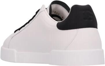 Dolce & Gabbana Witte Leren Sneakers met Geperforeerd Logo White Heren
