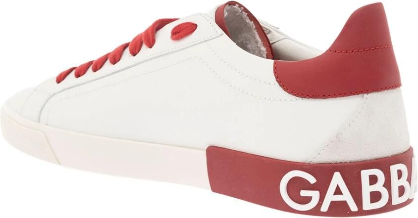 Dolce & Gabbana Witte Sneakers Portofino Lichtrood White Heren