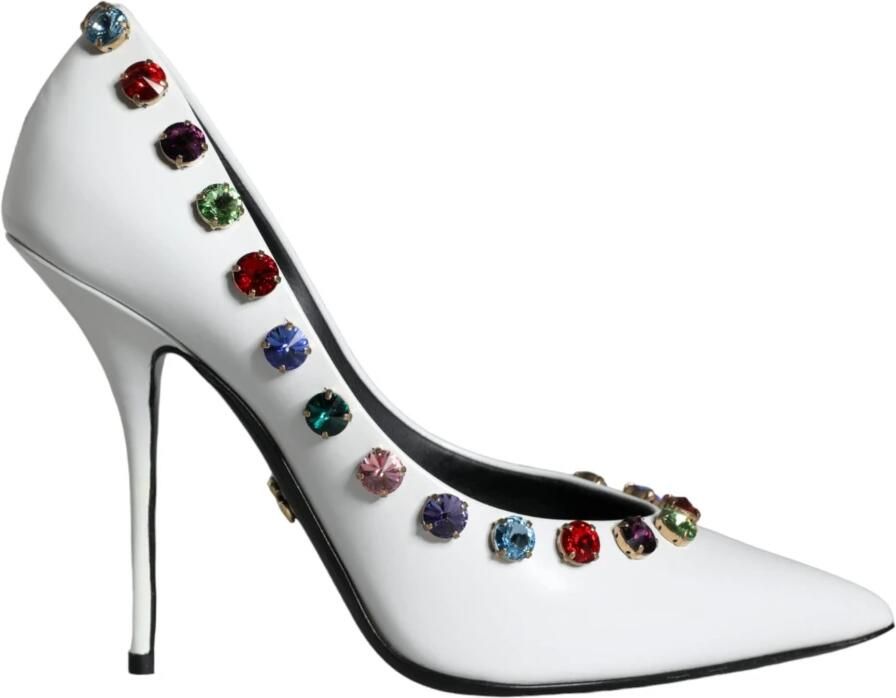 Dolce & Gabbana Witte Kristal Leren Hoge Hakken Pumps