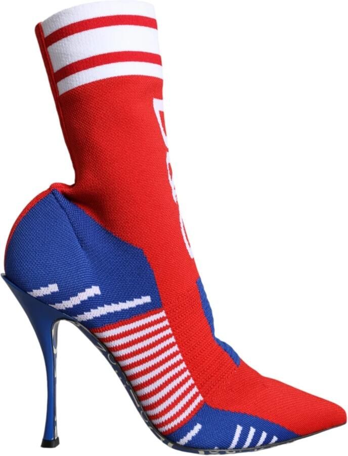 Dolce & Gabbana Logo Detail Enkellaarzen Rood Blauw