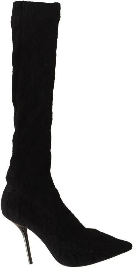 Dolce & Gabbana Zwarte stretch sokken kniehoge laarsjes schoenen