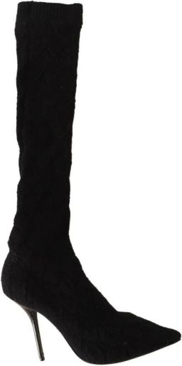Dolce & Gabbana Zwarte stretch sokken kniehoge laarsjes schoenen