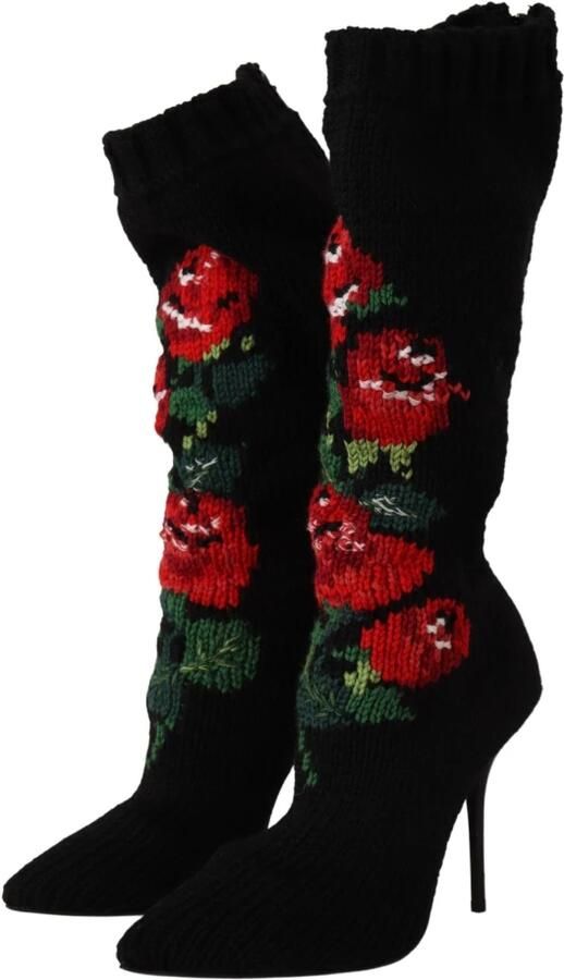 Dolce & Gabbana Rode Rozen Stretch Booties Schoenen Multicolor Dames