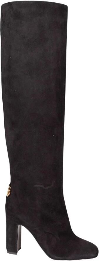 Dolce & Gabbana Zwarte Suède Instaplaars met Logo