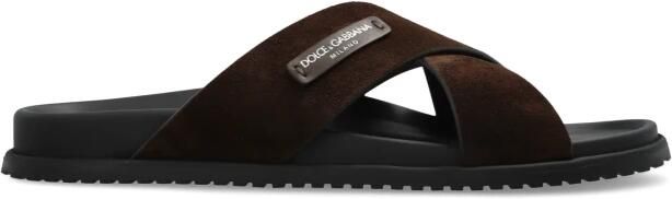 Dolce & Gabbana Suède Slippers met Logopatch