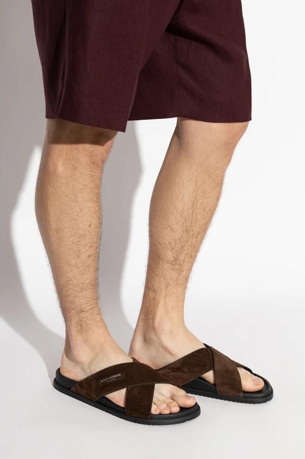 Dolce & Gabbana Suède Slippers met Logopatch - Foto 2