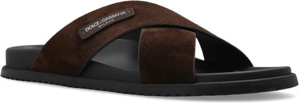 Dolce & Gabbana Suède Slippers met Logopatch - Foto 5