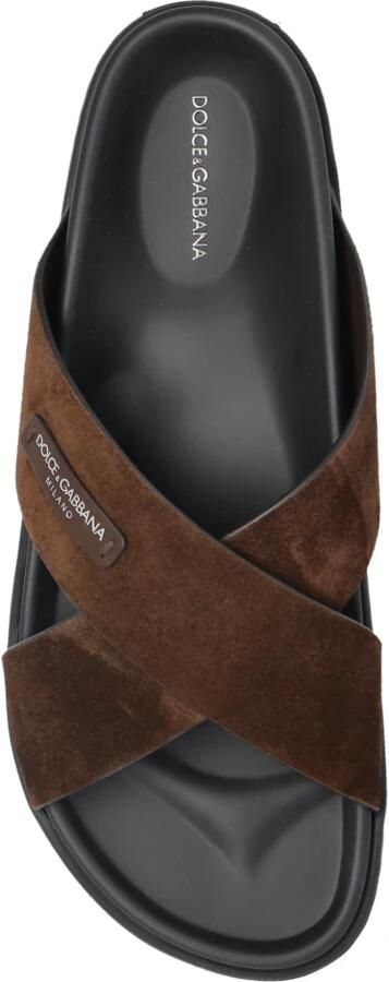 Dolce & Gabbana Suède Slippers met Logopatch - Foto 4