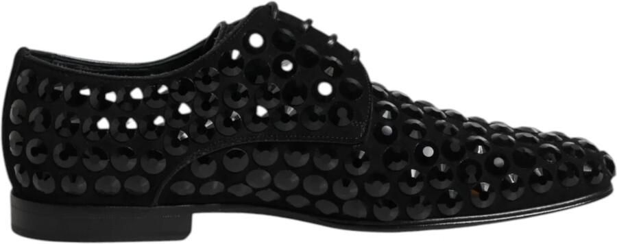 Dolce & Gabbana Zwarte Suede Strass Derby Formele Schoenen