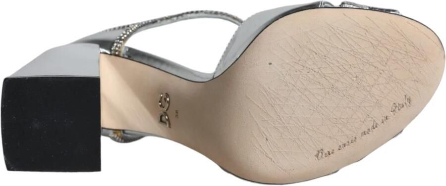 Dolce & Gabbana Kristal T-Strap Leren Sandalen Gray Dames - Foto 3