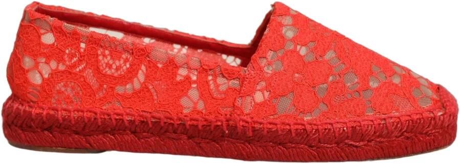 Dolce & Gabbana Rode Viscose Espadrilles Platte Schoenen Red Dames