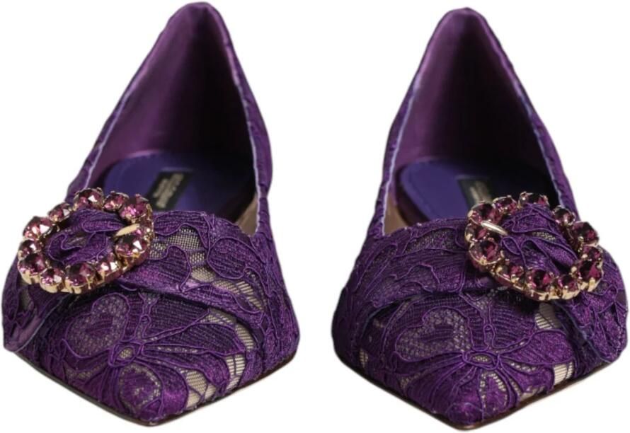 Dolce & Gabbana Paarse Kant Kristal Loafers Schoenen - Foto 3