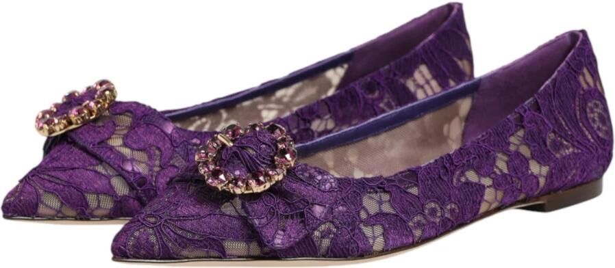 Dolce & Gabbana Paarse Kant Kristal Loafers Schoenen - Foto 7