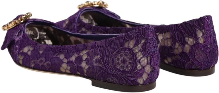 Dolce & Gabbana Paarse Kant Kristal Loafers Schoenen - Foto 9