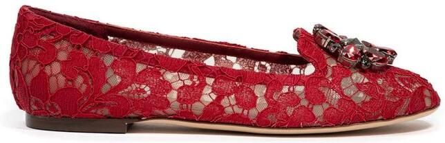Dolce & Gabbana Kanten Ballerina Schoenen Red Dames