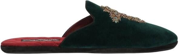 Dolce & Gabbana Velours Geborduurde Heren Pantoffels