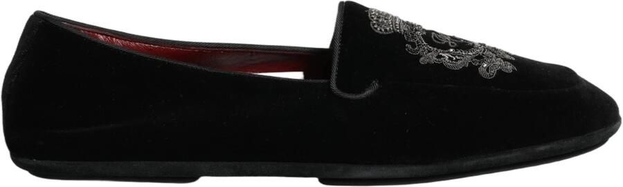 Dolce & Gabbana Velvet Crown Embroidery Loafers