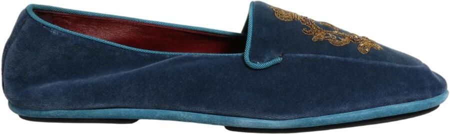 Dolce & Gabbana Velvet Crown Embroidery Loafers
