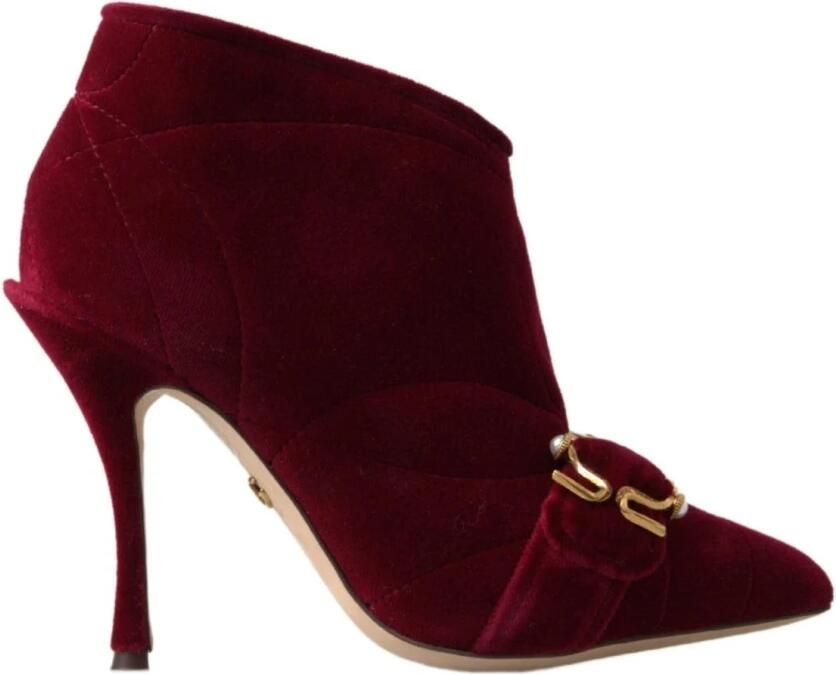 Dolce & Gabbana Velvet Enkellaarsjes met Hak - Foto 2