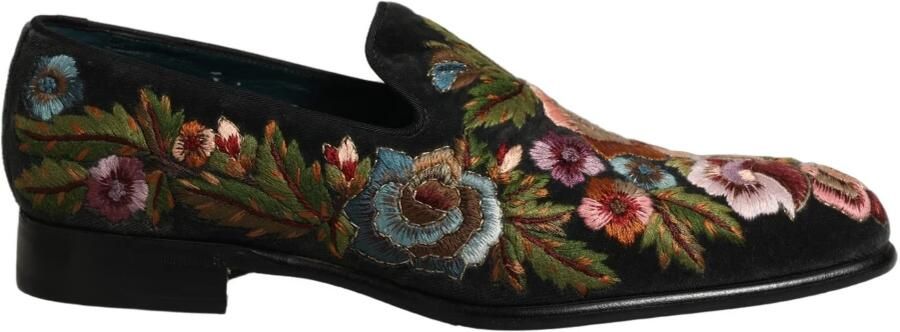 Dolce & Gabbana Velvet Floral Embroidery Loafer