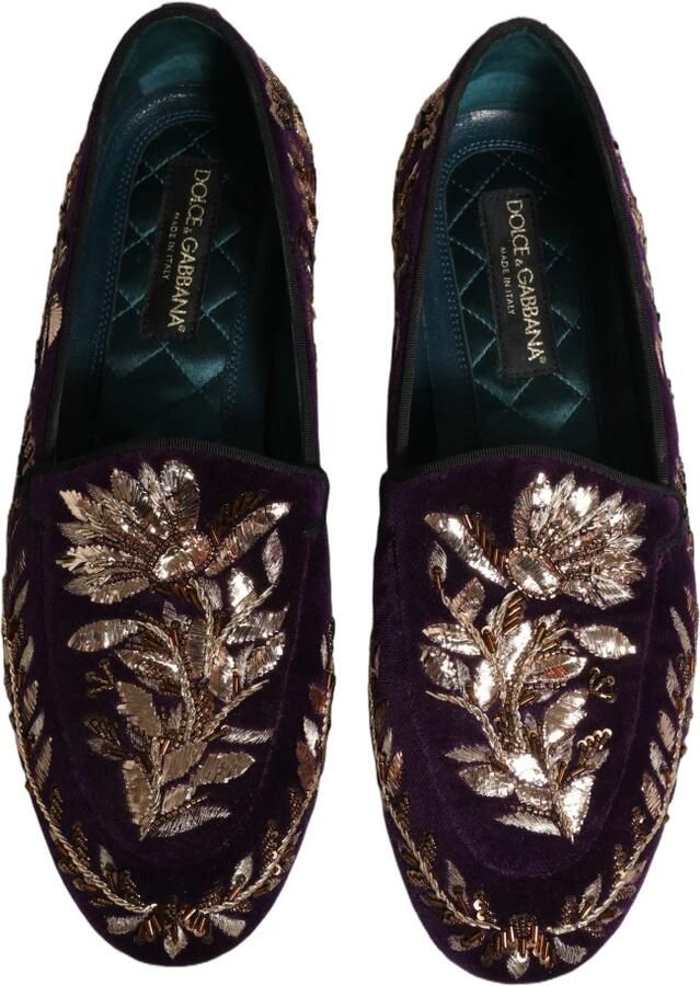Dolce & Gabbana Velvet Floral Embroidery Loafers - Foto 3