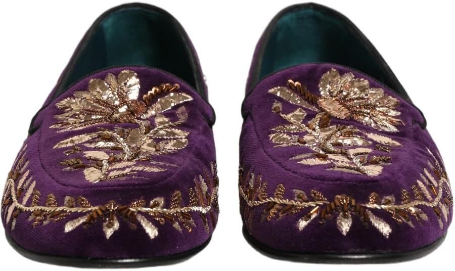 Dolce & Gabbana Velvet Floral Embroidery Loafers - Foto 4