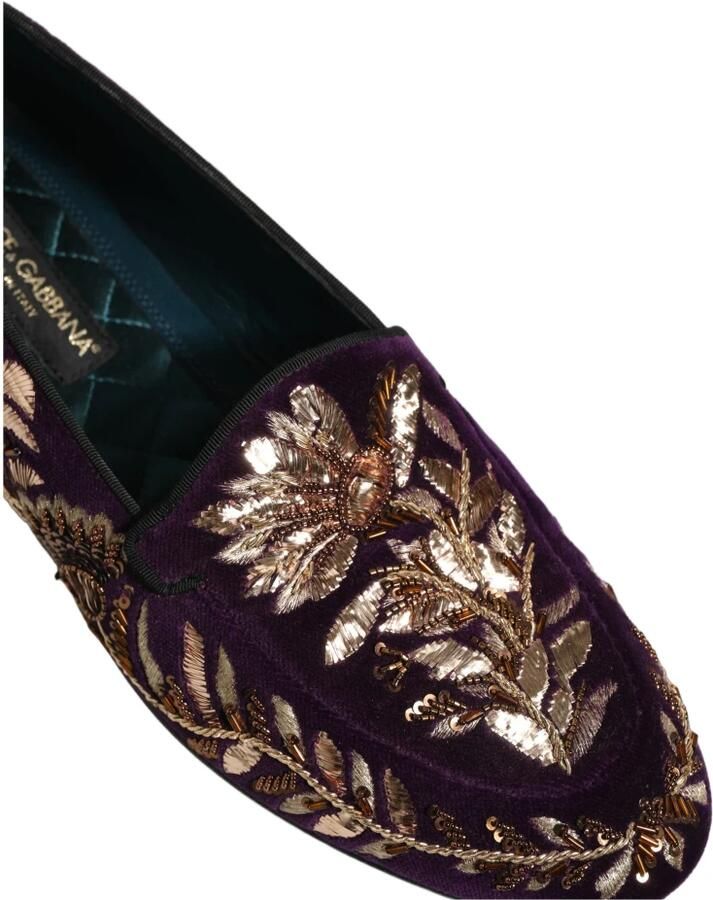 Dolce & Gabbana Velvet Floral Embroidery Loafers - Foto 2
