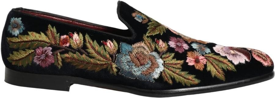 Dolce & Gabbana Velvet Loafers met bloemenborduursel